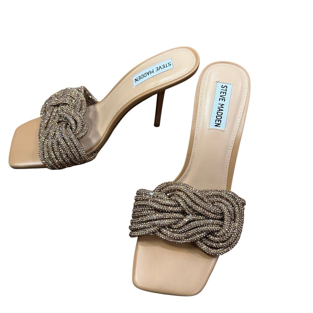 Steve Madden Applaud Womens Dressy Sandals Size 9 M Bronze Stiletto Heel Slip On